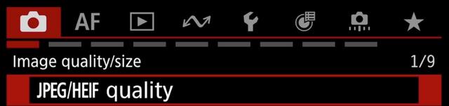 Canon R5 Mkii jpeg image quality menu