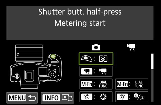 Canon R5 ii Custom Buttons | Shutter button metering only