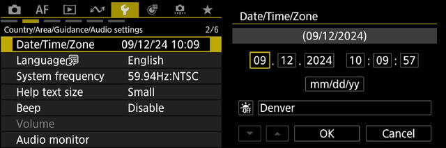 Canon R5ii How To Set The Date And Time