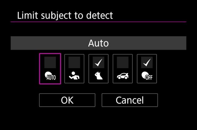 How to limit subjects to detect on Canon R5ii