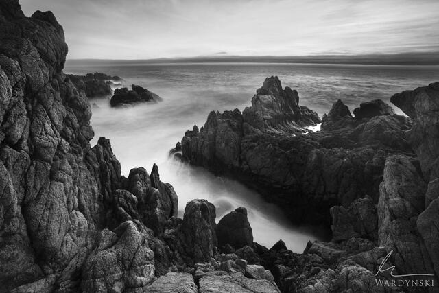 Black and white photograph in Big Sur California