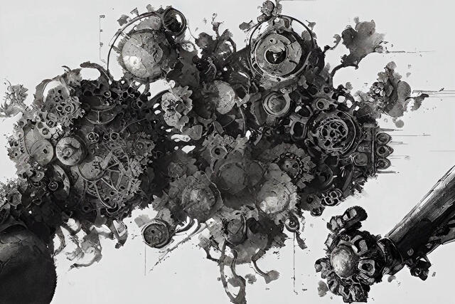 black and white horizontal artwork from ai