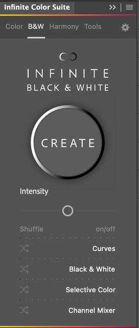infinite black and white plugin interface