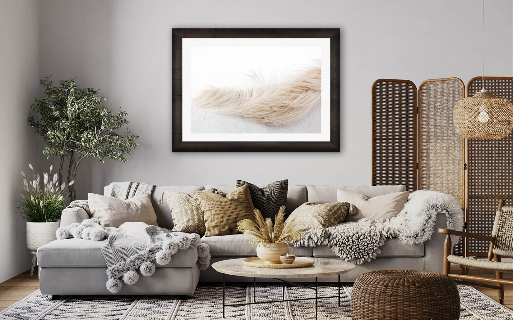 Minimal Fine Art Photograph of a white horse mane in a modern home.